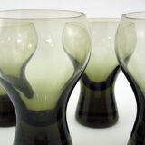 5 cocktail glasses in brown smoked glass - Luminarc verrerie d'Arques France - vintage 70s