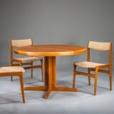 Vintage round teak dining table, 1960s