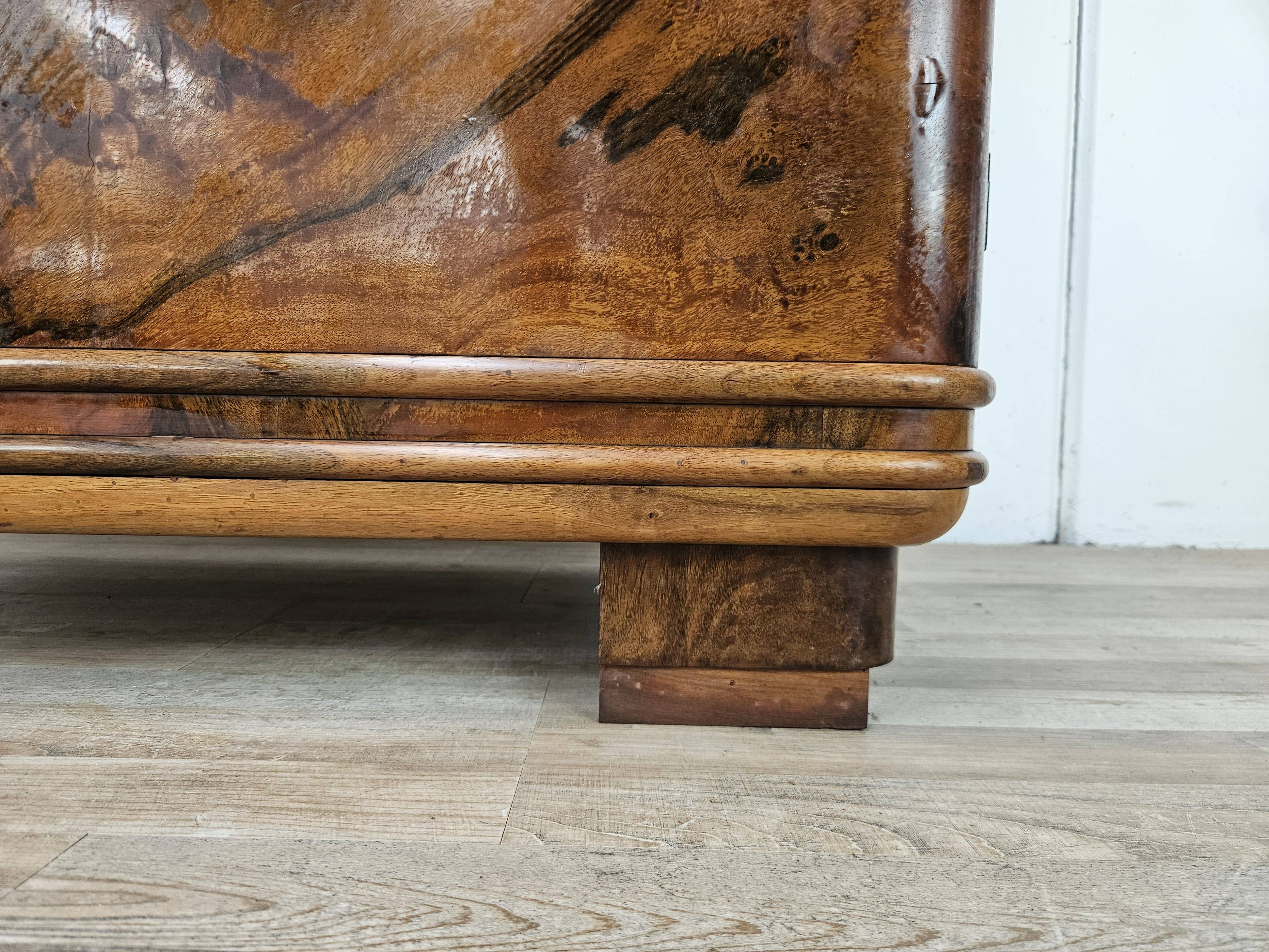 Art Decò display cabinet in walnut burl
