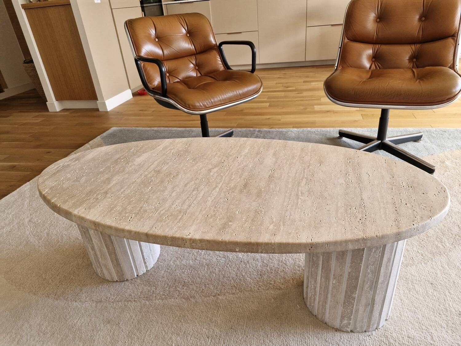 Beige travertine coffee table avenue