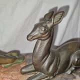 Pendule art déco, jeune femme et biche
