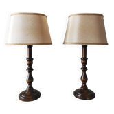 Pair of classic turned wooden lamps