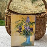 Acrylic painting of flowers in a jug.