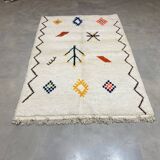 Tapis azilal blanc coloré - 210x140cm