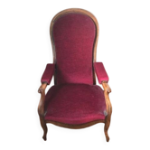 Fauteuil Voltaire ancien à crémaillère inclinable