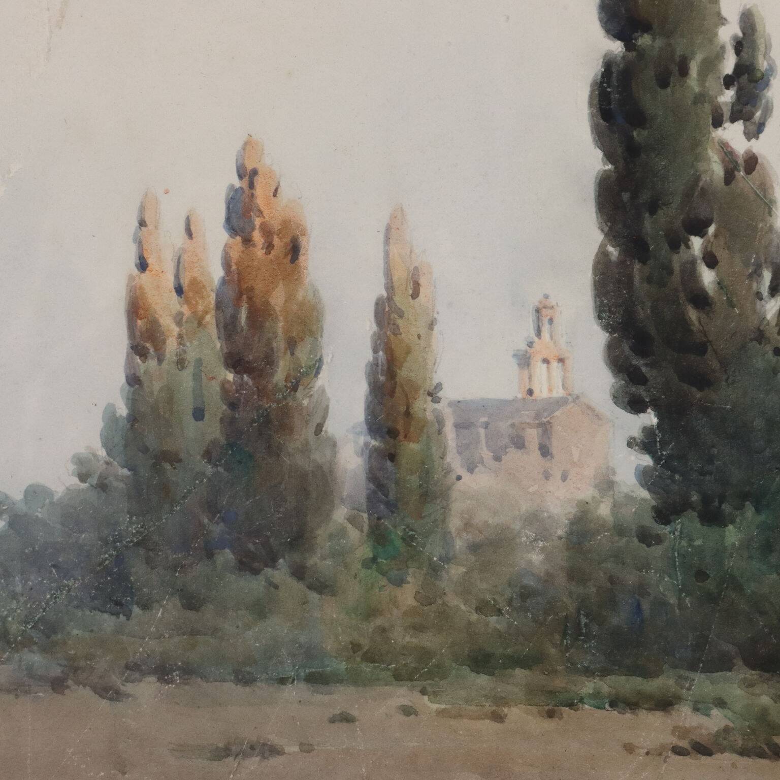 Old painting signed Angelos Giallinas, watercolour on paper from the 1800s.
