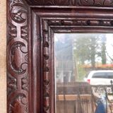 19th century carved solid oak mirror