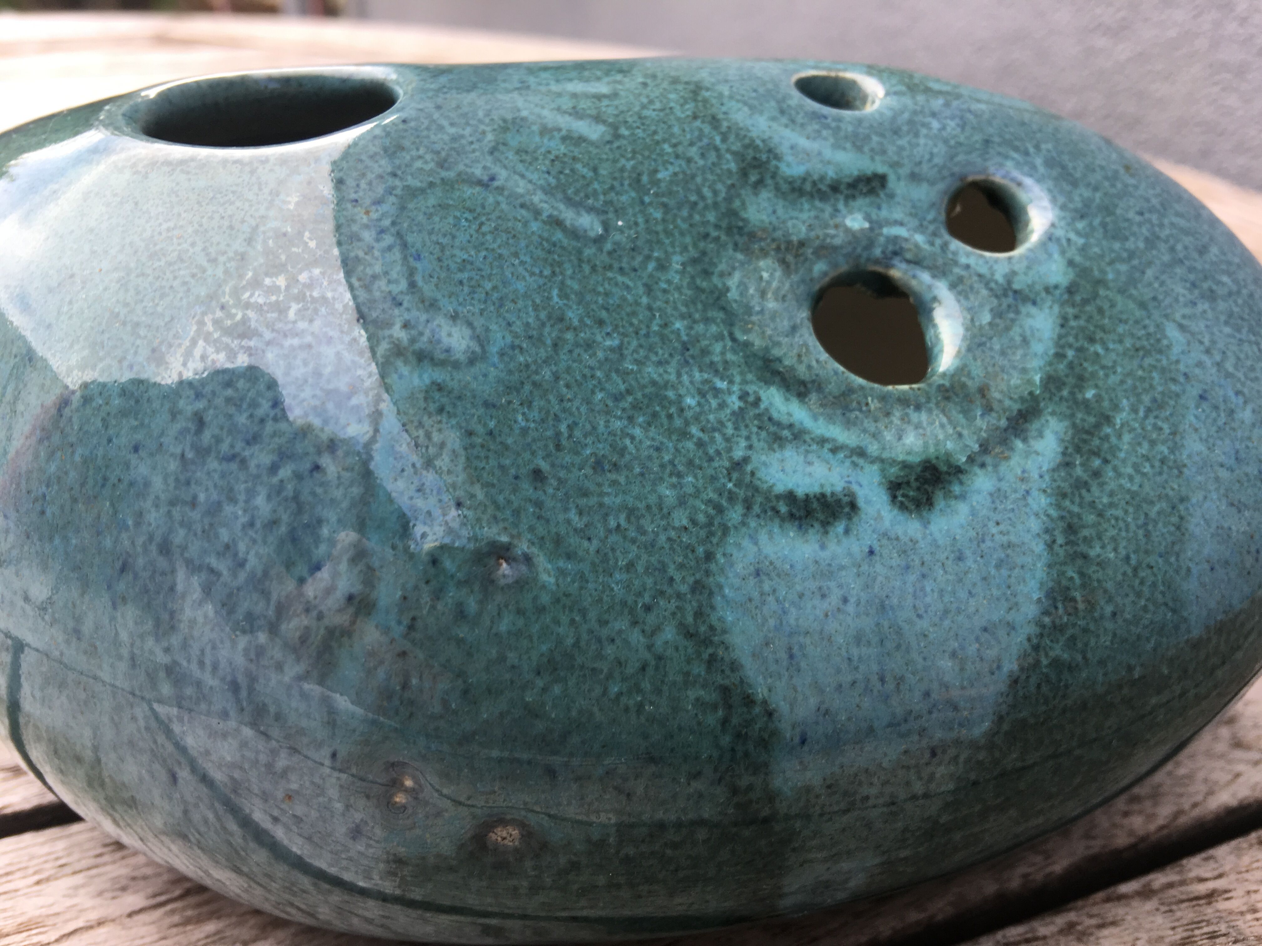Roller spike flowers, blue-green ceramics