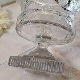 Large bohemian crystal footed bowl, flared pedestal vase