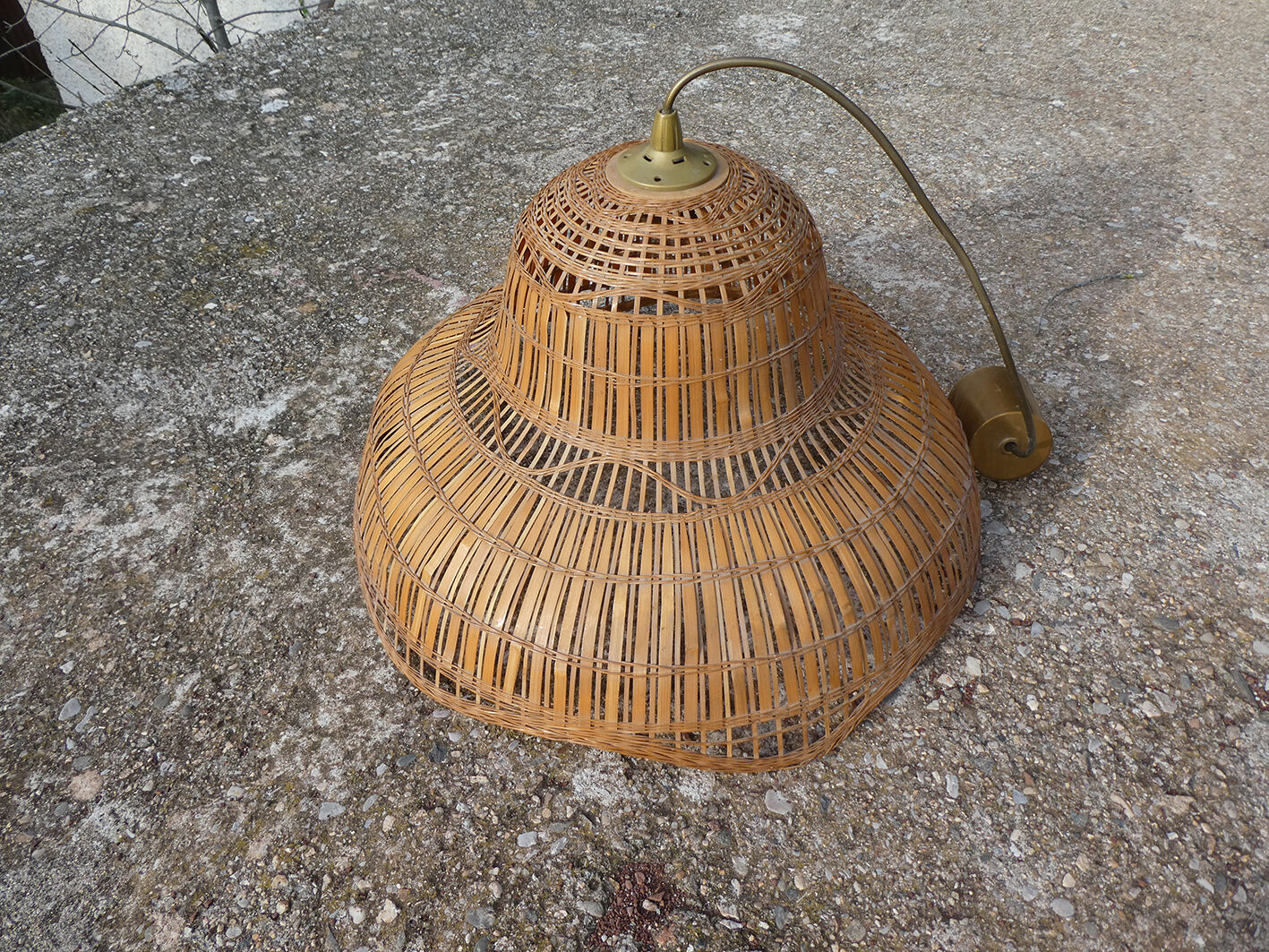 Vintage suspension "colonial" style in rattan and wicker