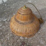 Vintage suspension "colonial" style in rattan and wicker