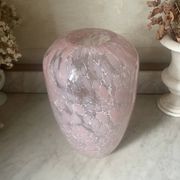 Marbled pink blown glass art vase, La Rochère