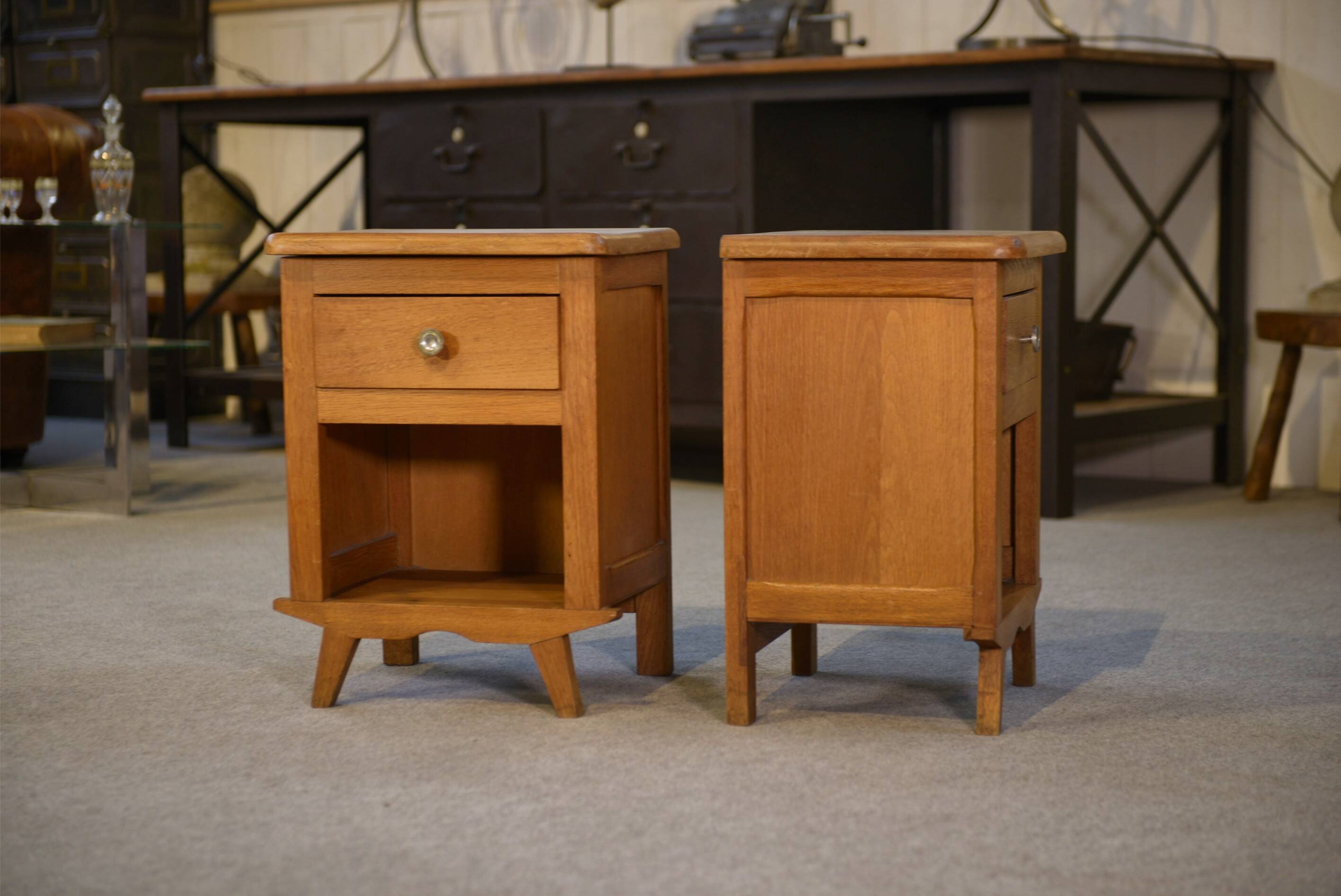 Pair of oak bedside tables from the 1960s