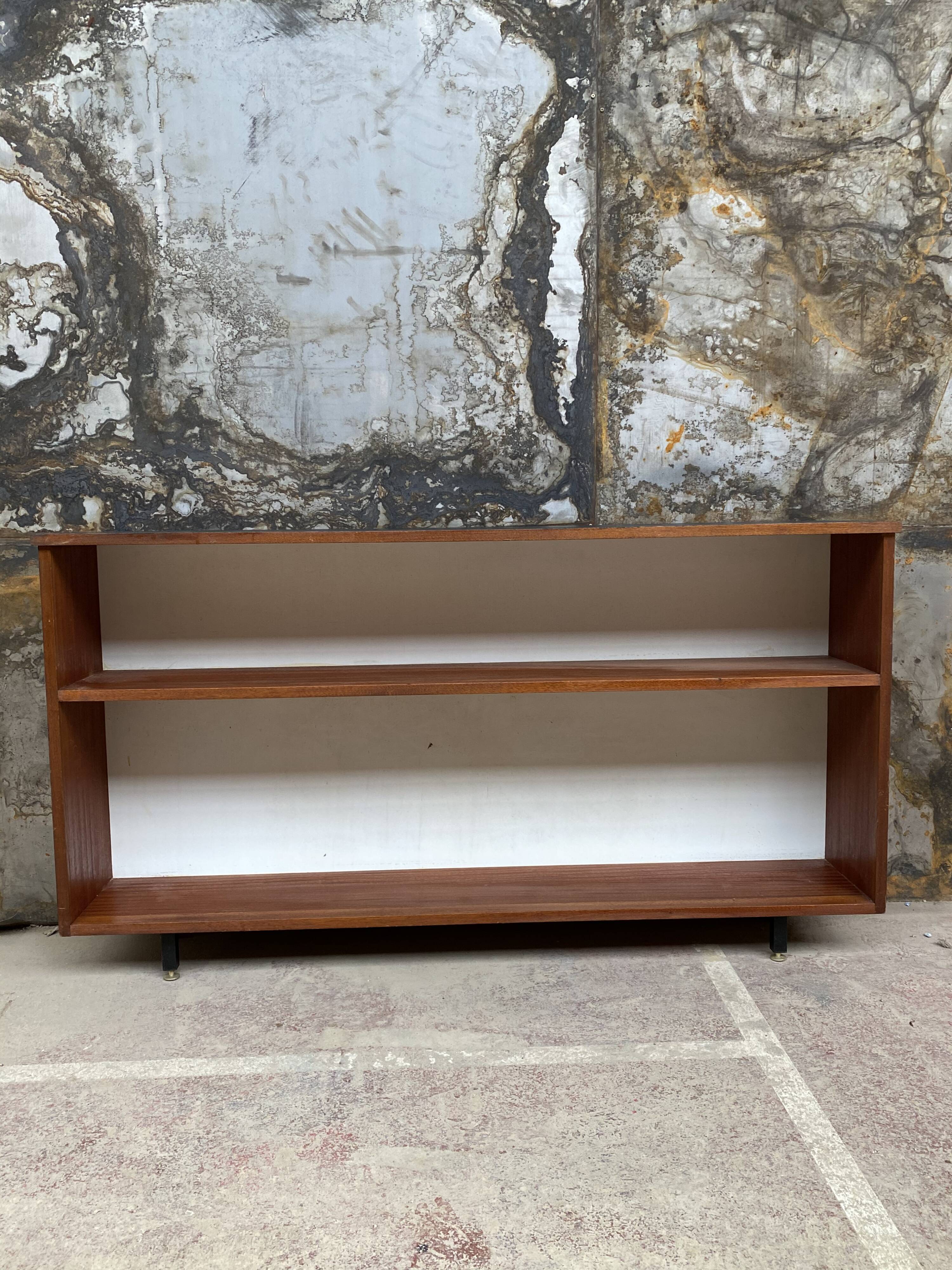 Seventies wood and metal library