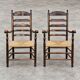 Early 20th century handcrafted and carved highback / ladder back chairs /