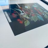 Framed lithograph of cherries