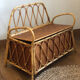 Vintage rattan storage bench for children, 1960s