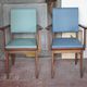 Pair of wooden bridge armchairs from the 1950s, vintage chairs.