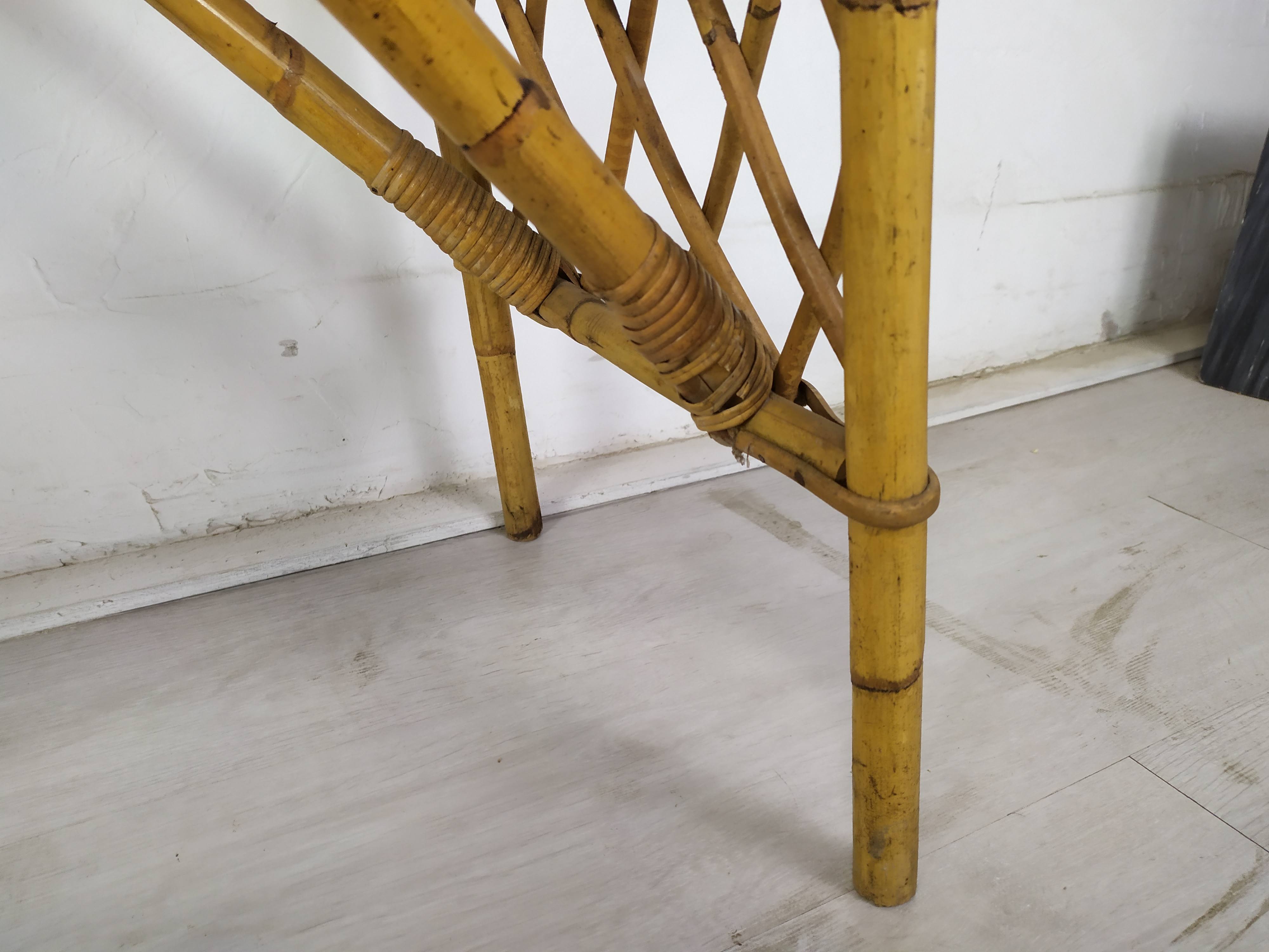 Vintage rattan bar and stools