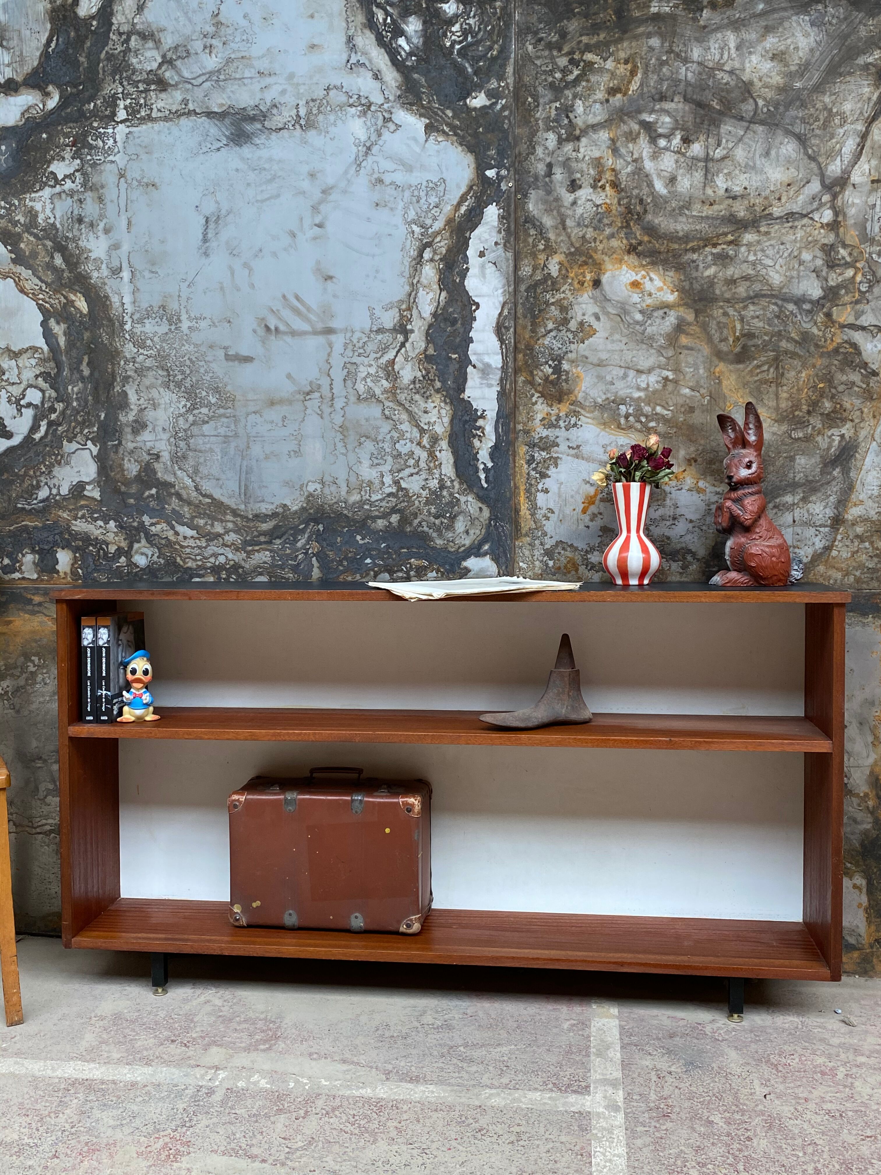Seventies wood and metal library