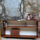 Seventies wood and metal library