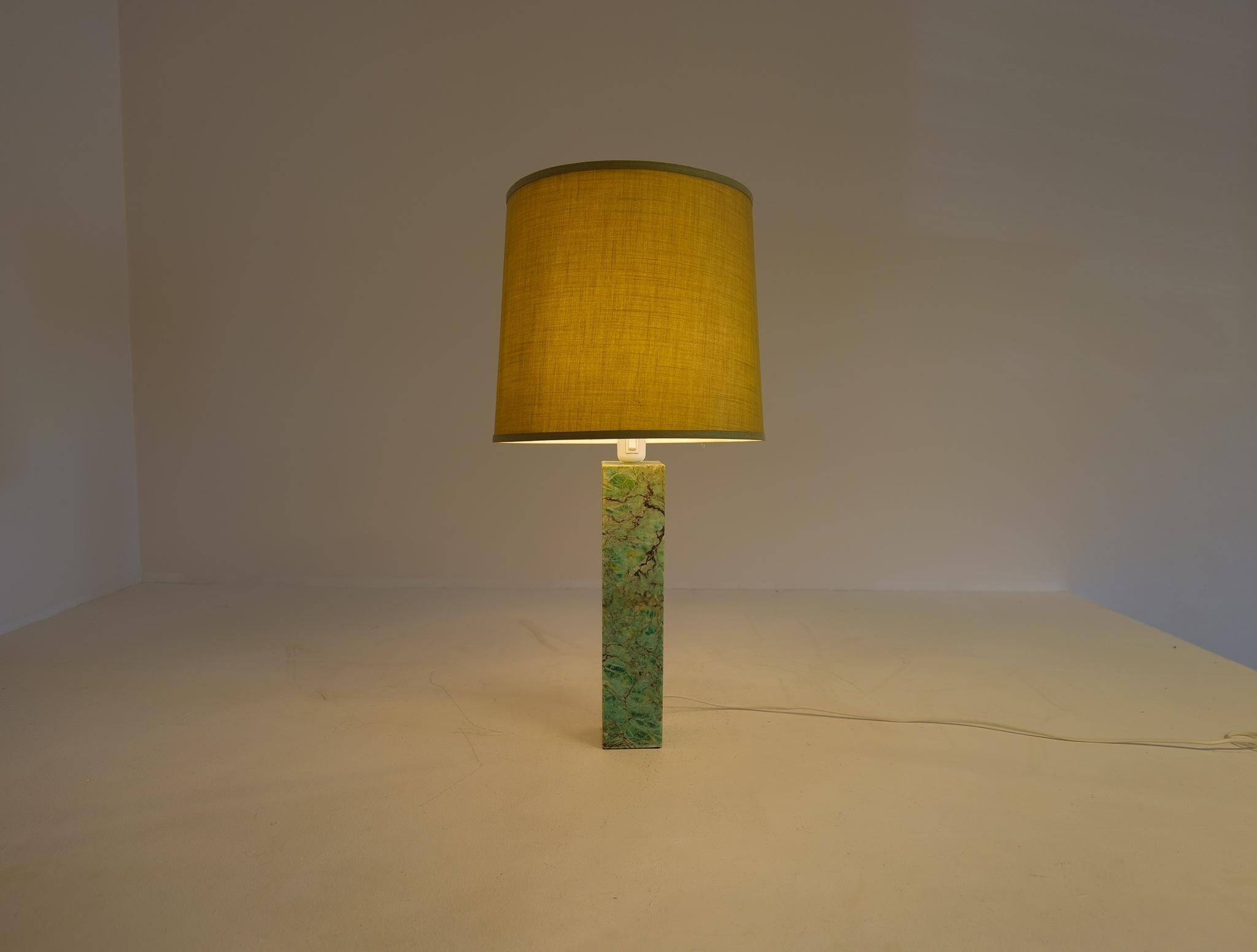 Mid-century green marble table lamp by Bergbom, Sweden, 1960s.