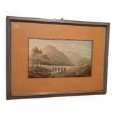 19th Century Watercolour on Paper – Landscape with Aqueduct and Bridge