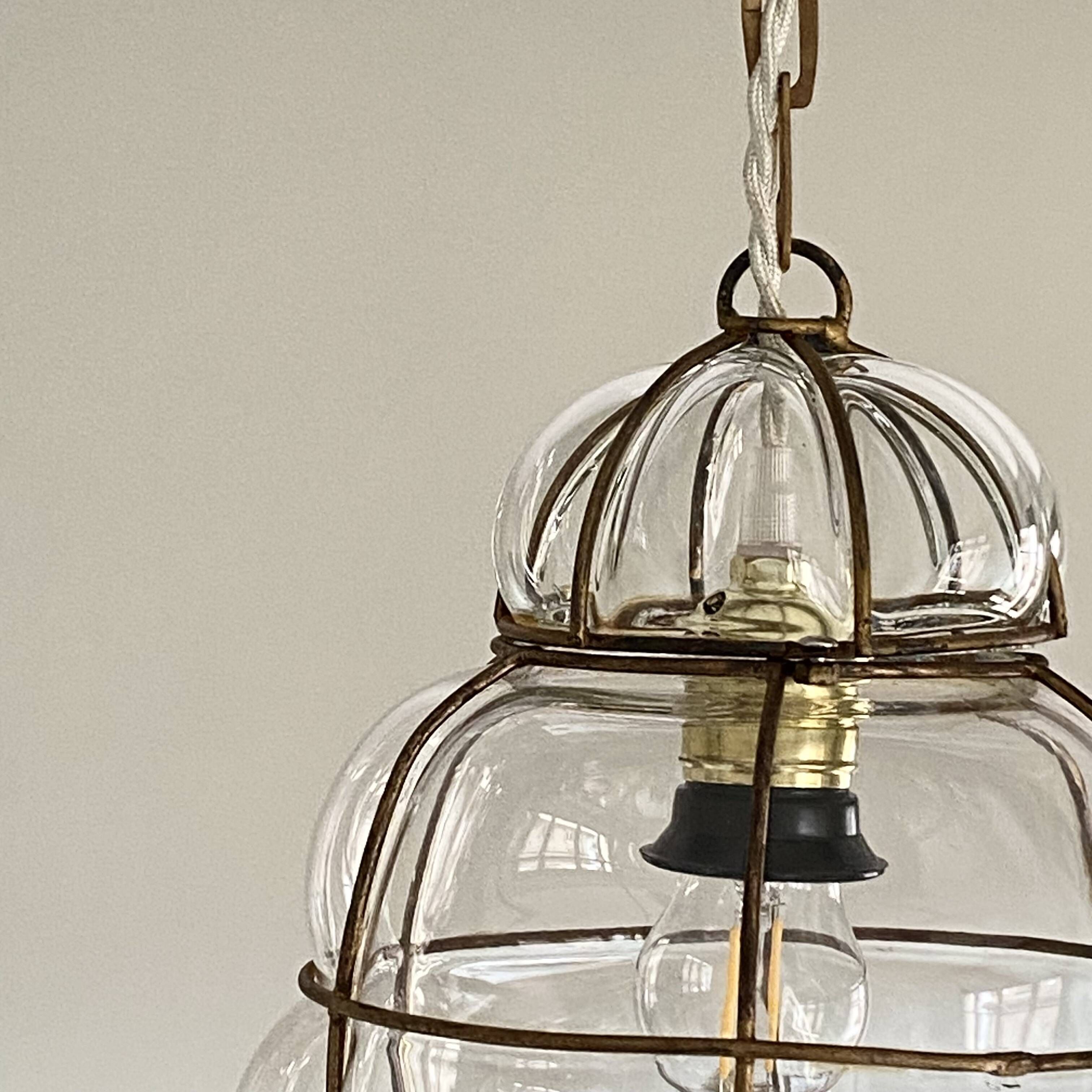 Murano glass cage chandelier pendant light, Venetian lantern style