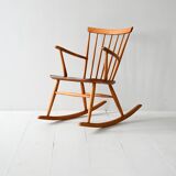 Scandinavian rocking chair 1950s/60s in beech and teak
