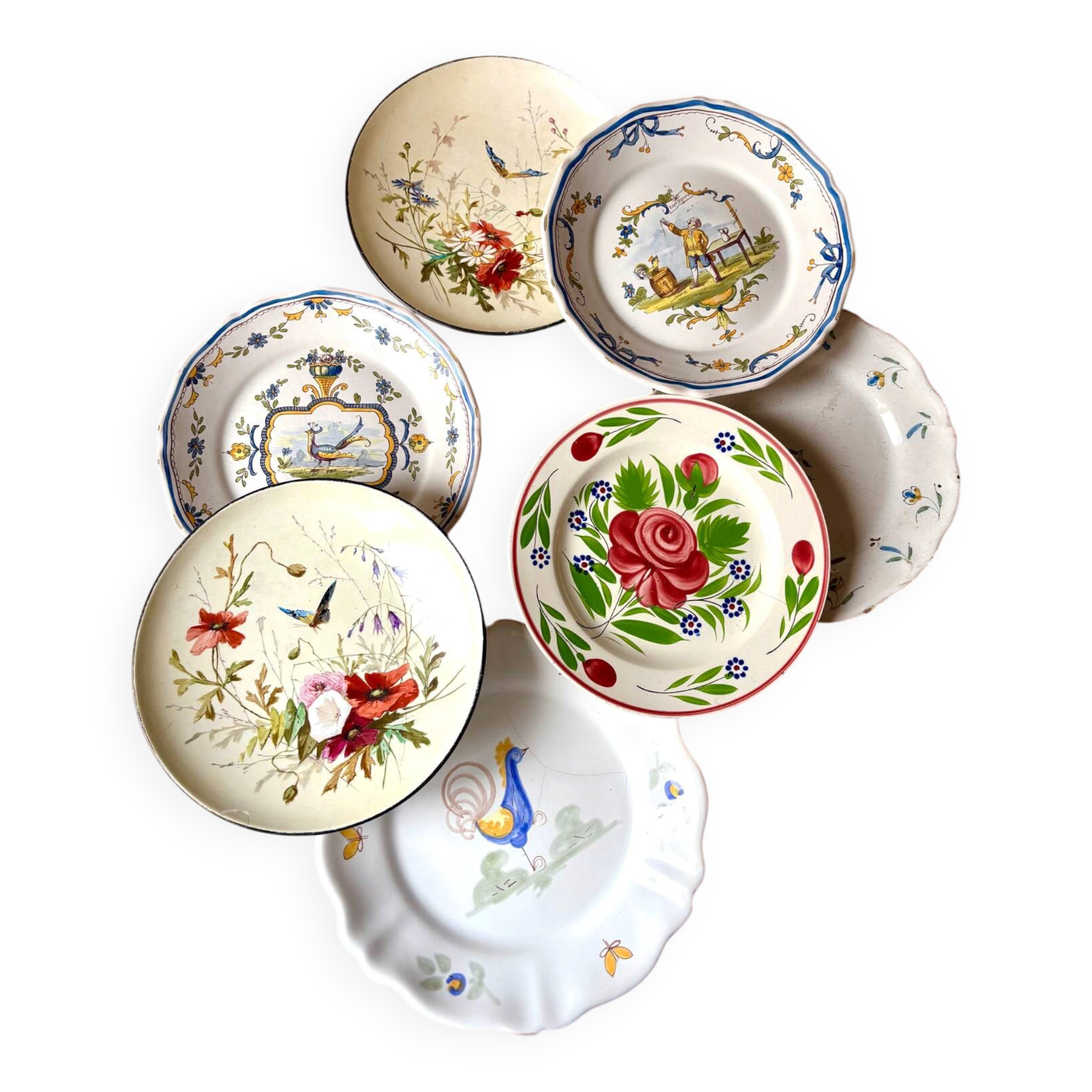 Set of 7 assorted plates