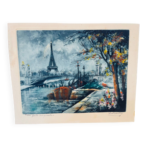 eau-forte ancienne couleurs