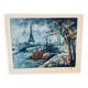 Old colour etching – View of Paris and the Eiffel Tower