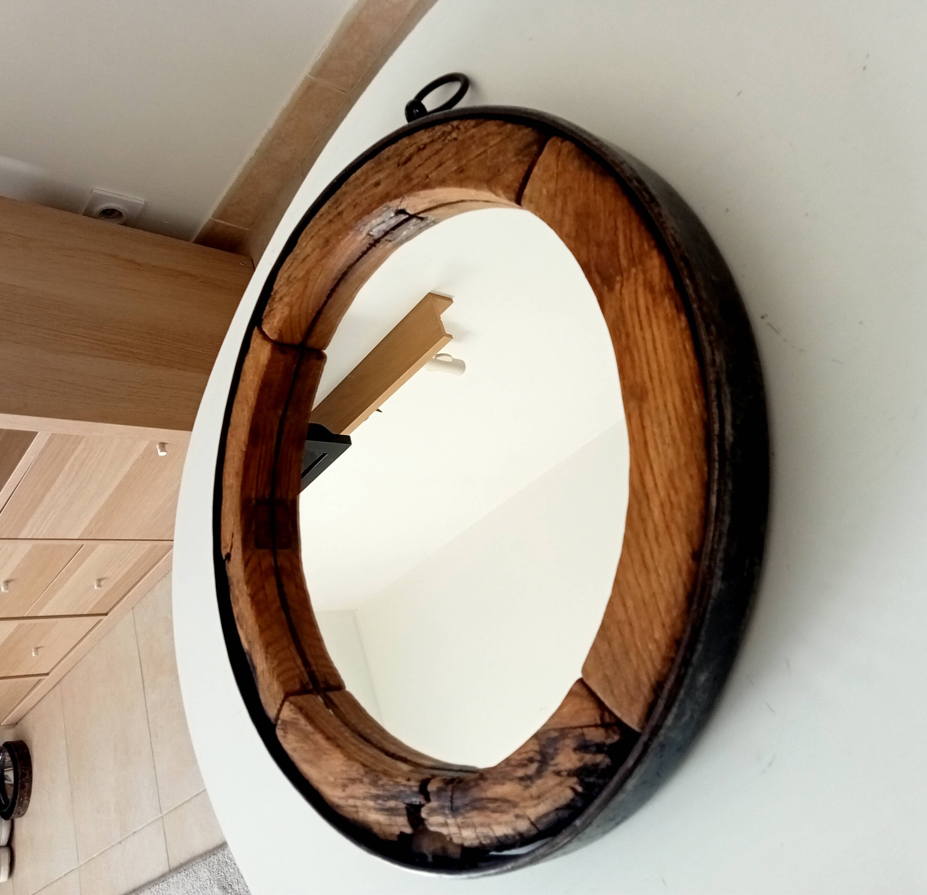 Miroir ancien brutaliste en fer forgé DLG Jean Touret