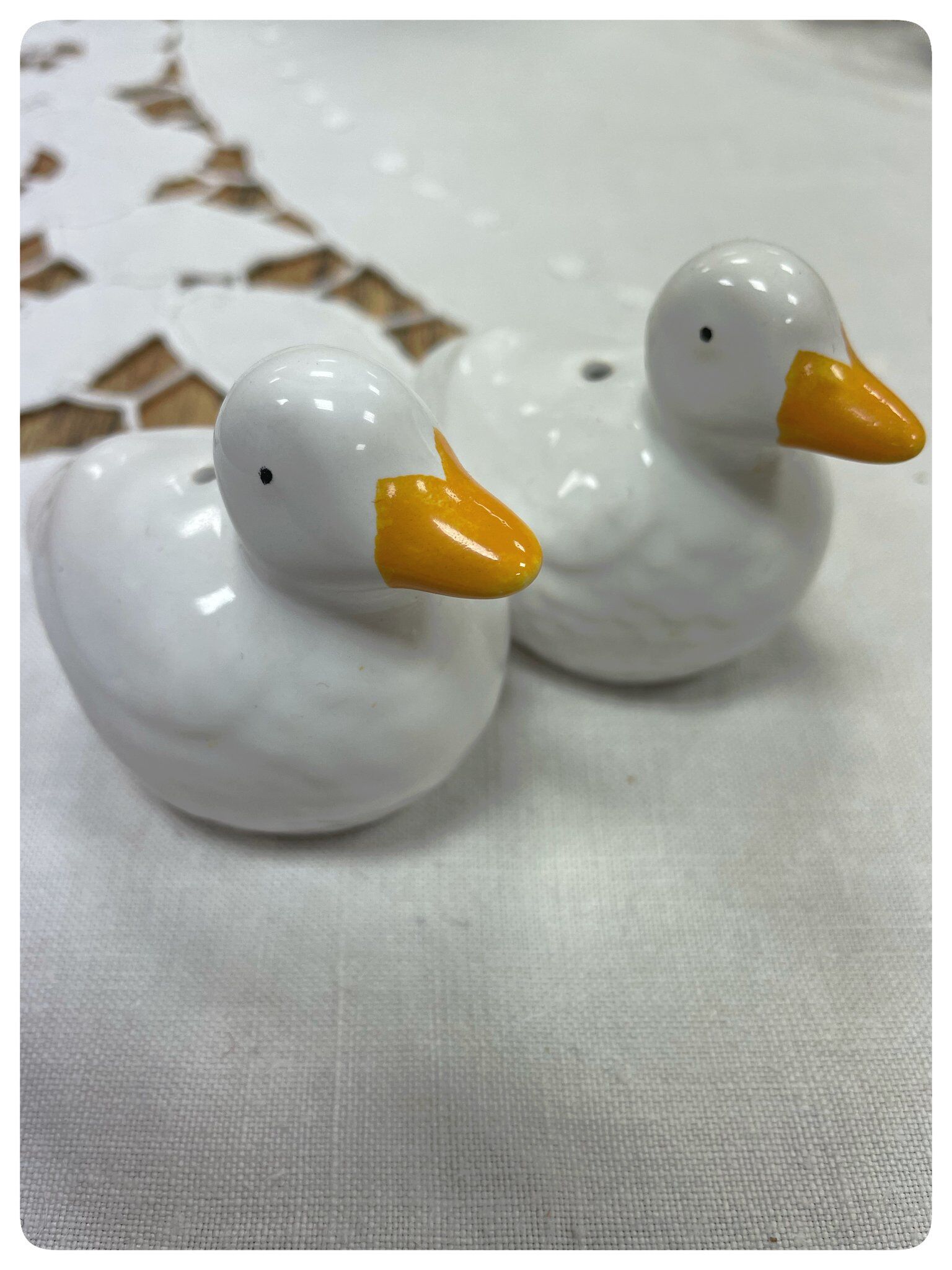Salt and pepper shaker in duck-shaped earthenware