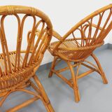 Pair of vintage rattan armchairs from the 60s