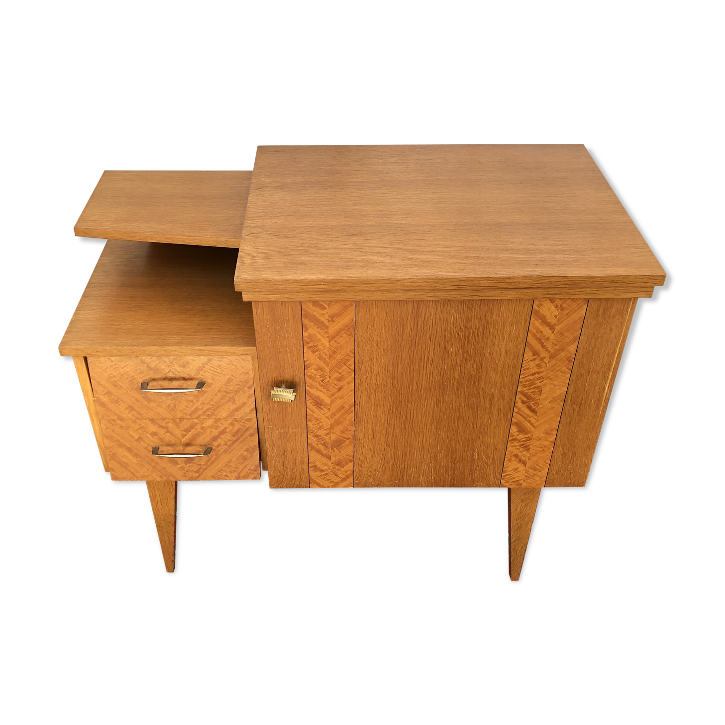 Vintage furniture with sewing machine light wood