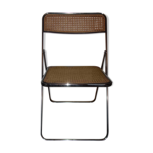 chaises pliante cannée chromée 1970