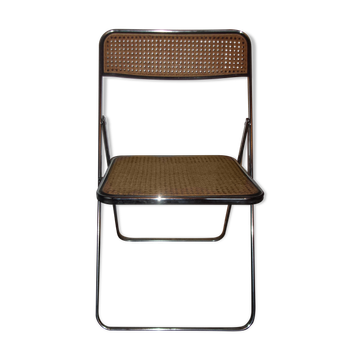 Chaises pliante cannée chromée 1970