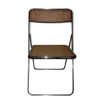 Chrome cane folding chairs 1970