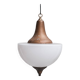 Large mid-century metal and opaline glass french pendant light