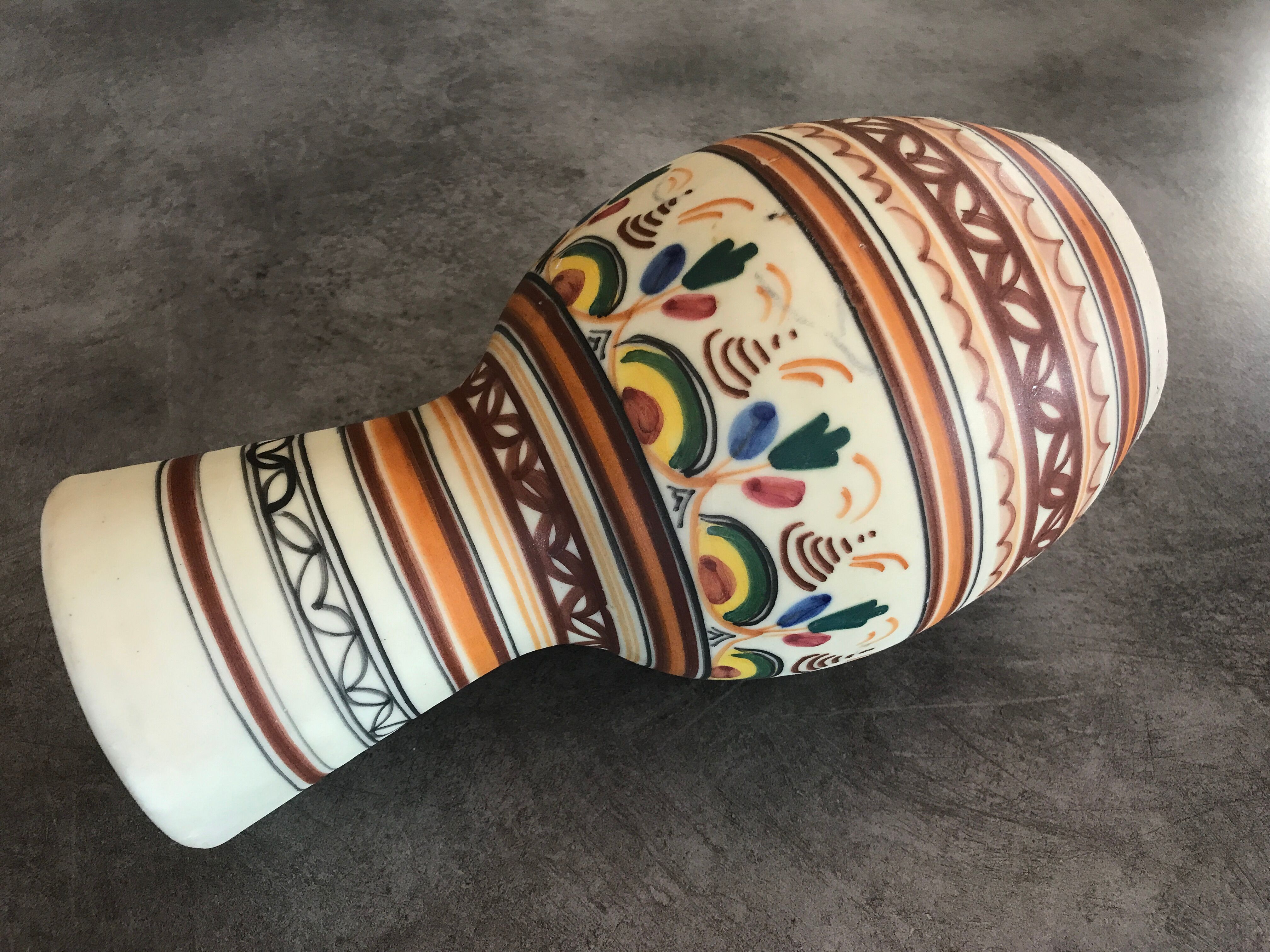 Vase pottery decorative porcelain stoneware decoration of painting polychrome hand 24 cm