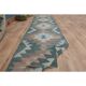 1970s Vintage Turkish Handmade Wool & Cotton Green Runner Rug  73x291