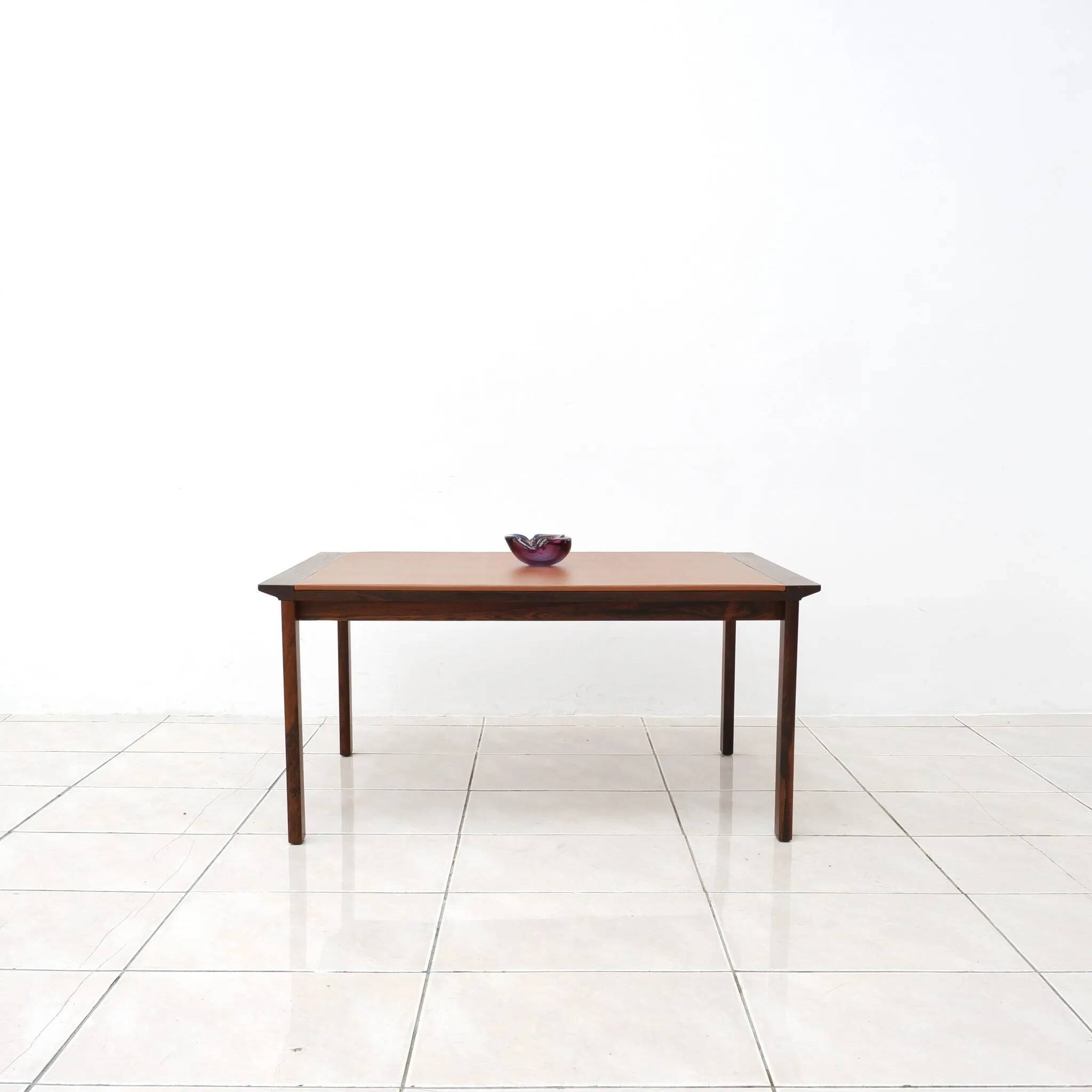 Rosewood and Leather Coffee Table by Hans Olsen