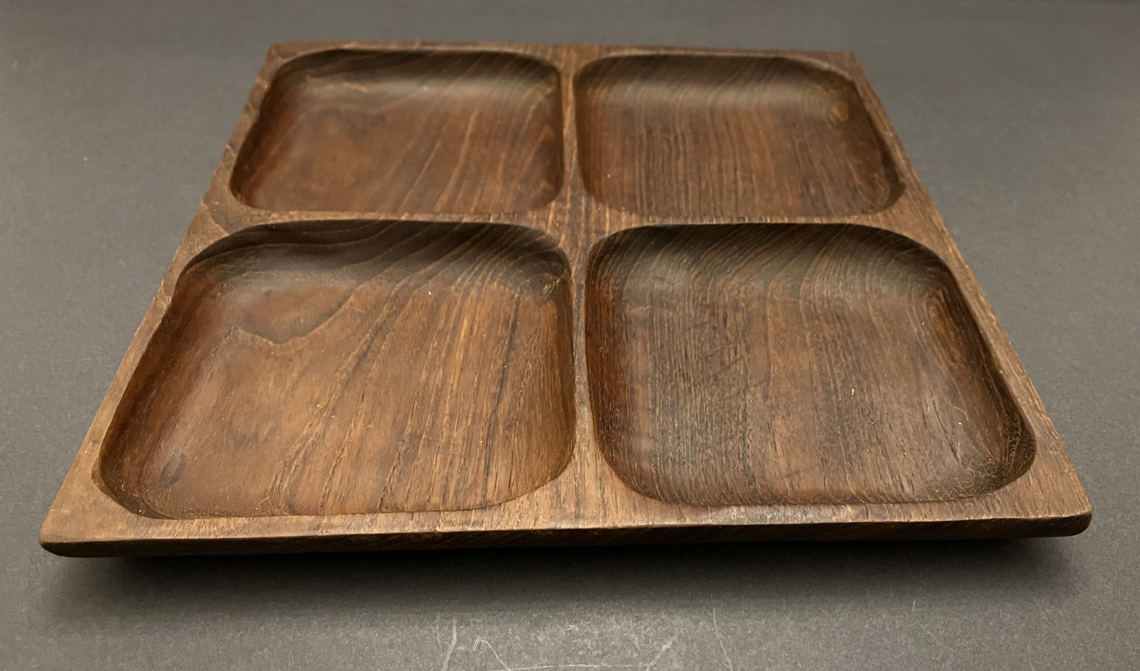 Wooden tray with compartments