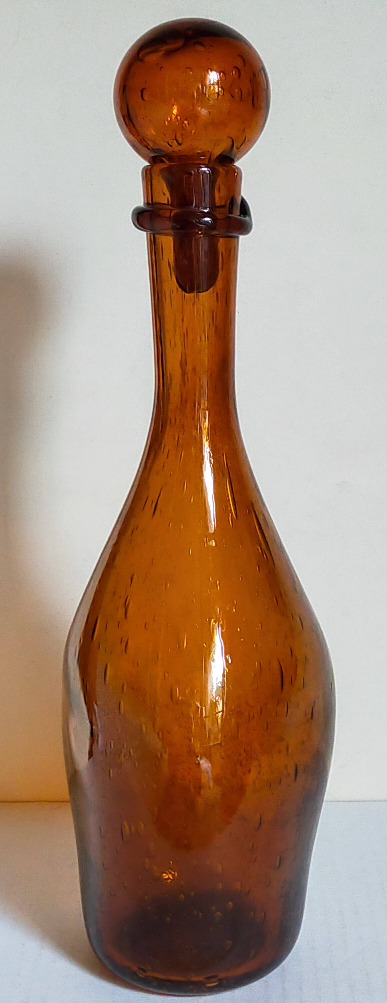Three-sided blown glass carafe from Biot 1960s