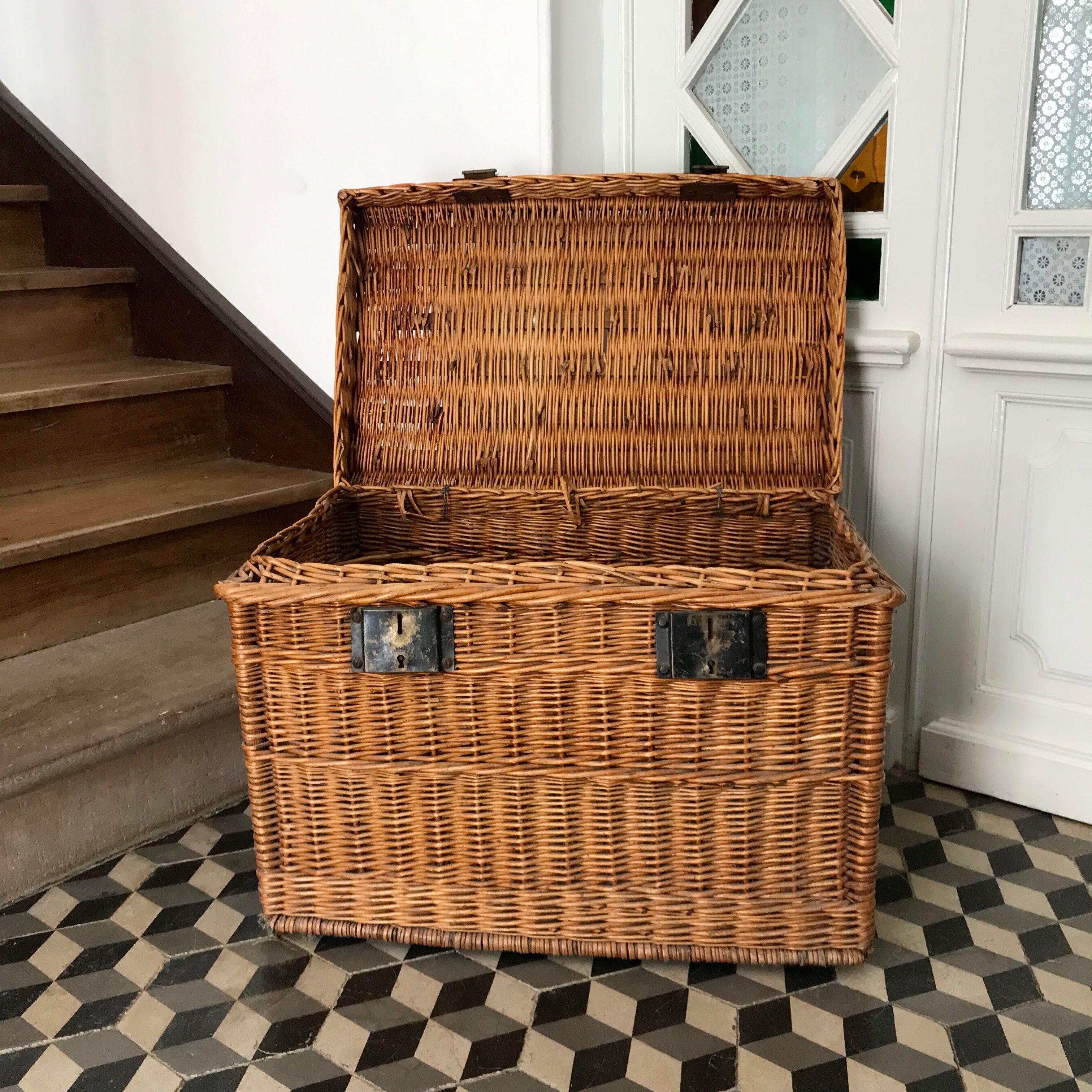 Old wicker trunk