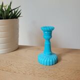 Blue opaline candle holder