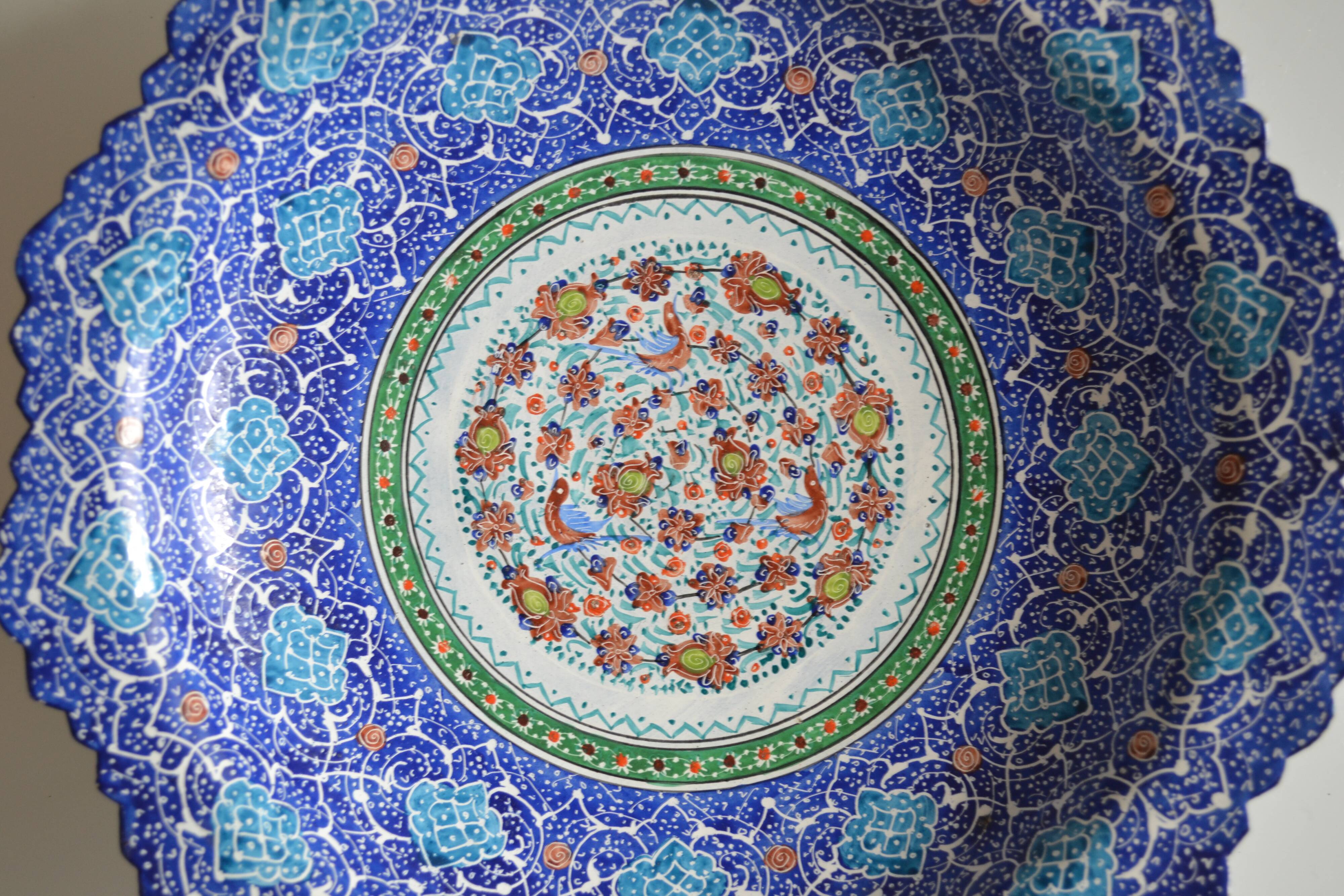 Islamic art enamel metal dish