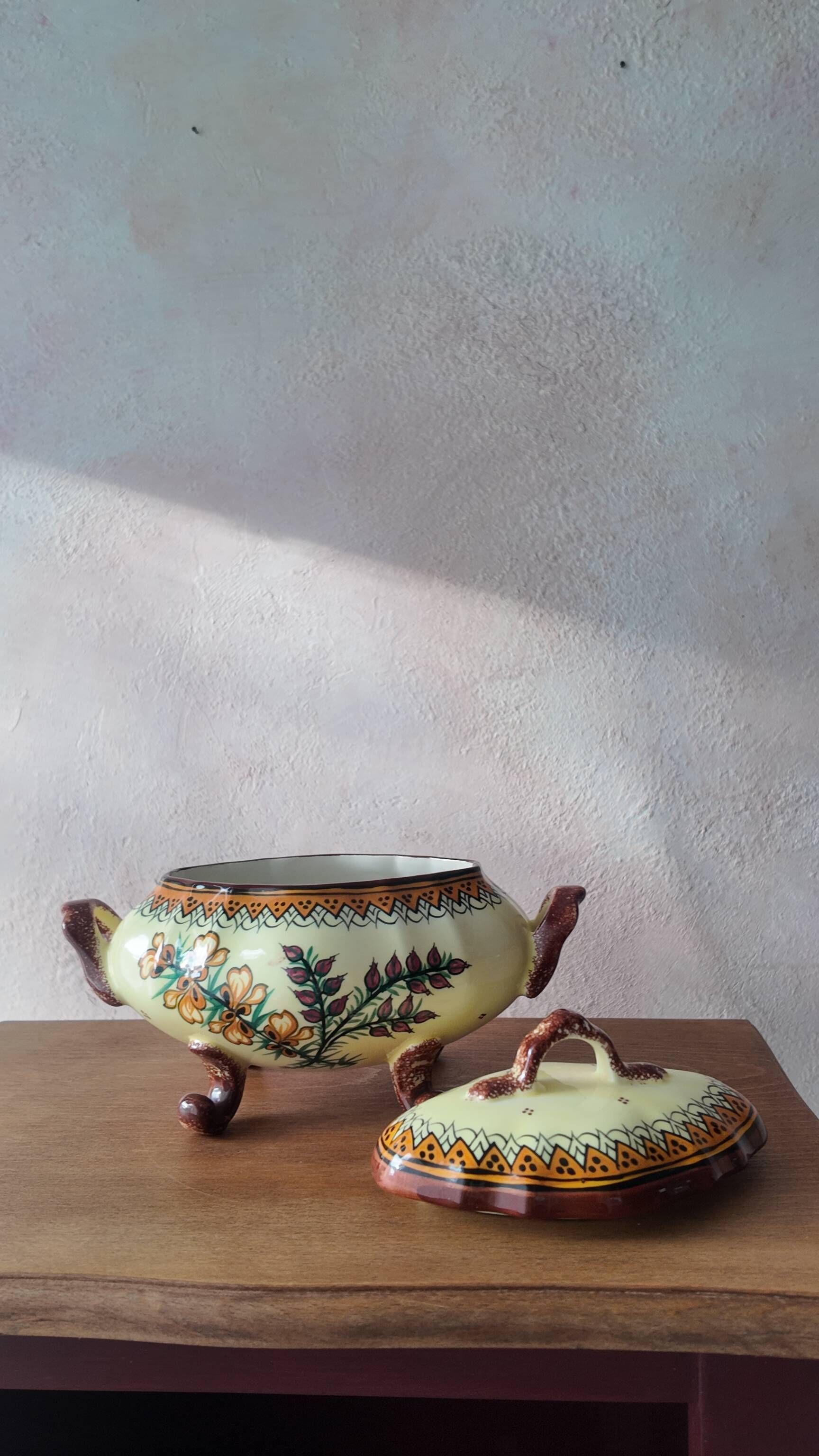Antique Henriot Quimper Soup Tureen in Faience