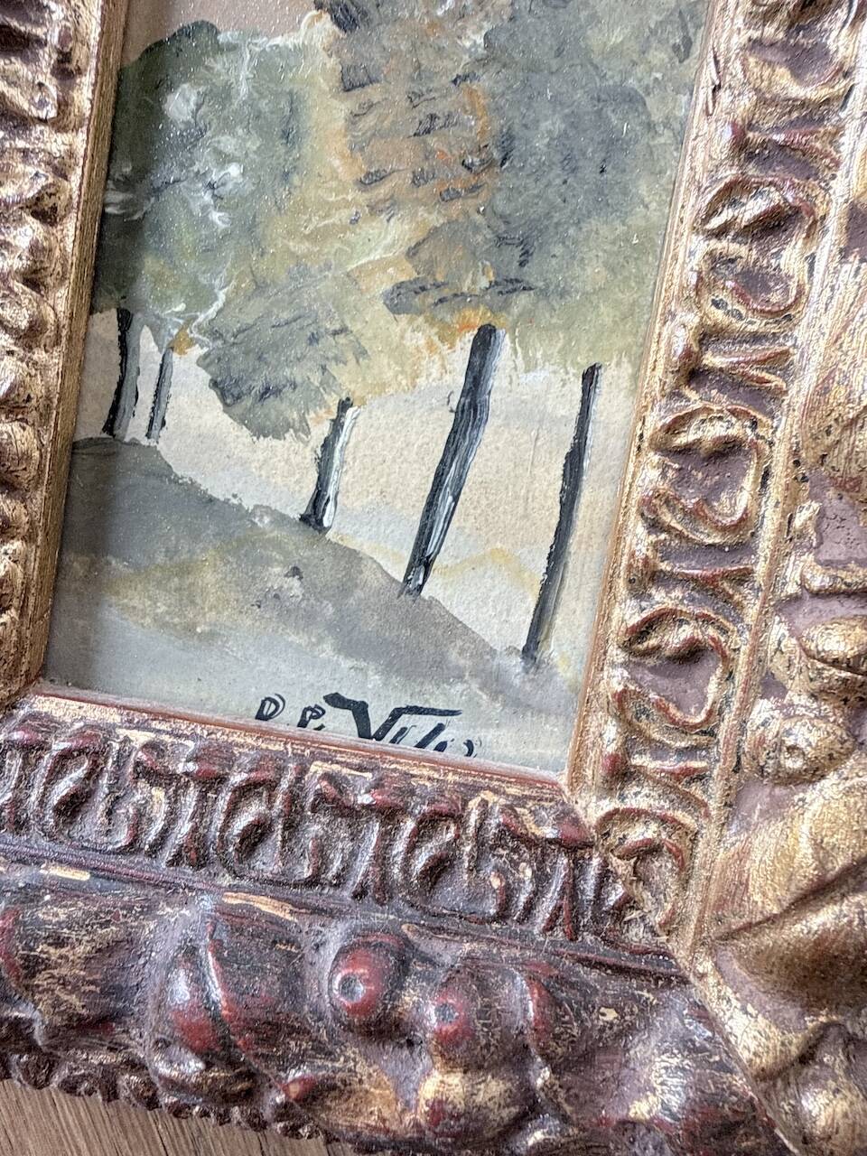 Small oil painting signed XS